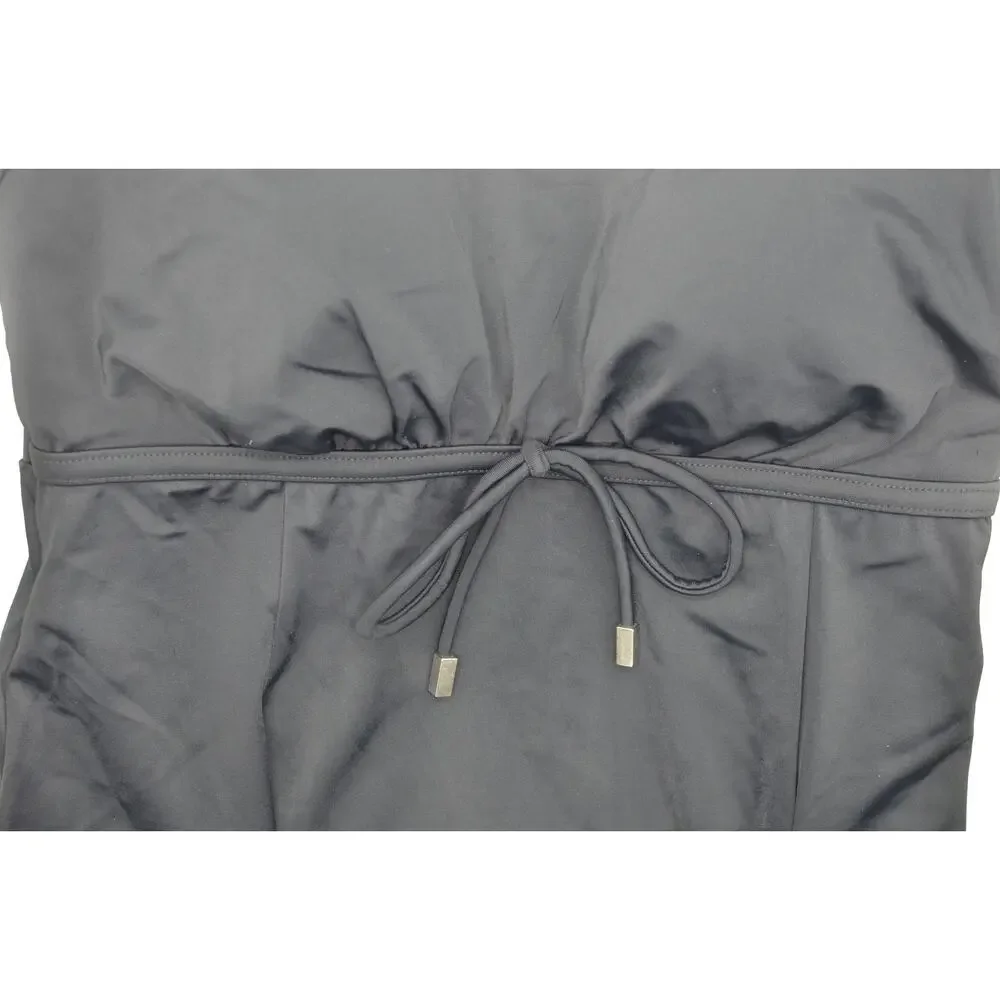 Swim Solutions Women's Black Empire-Waist Swimdress In Black - Picture 4 of 7